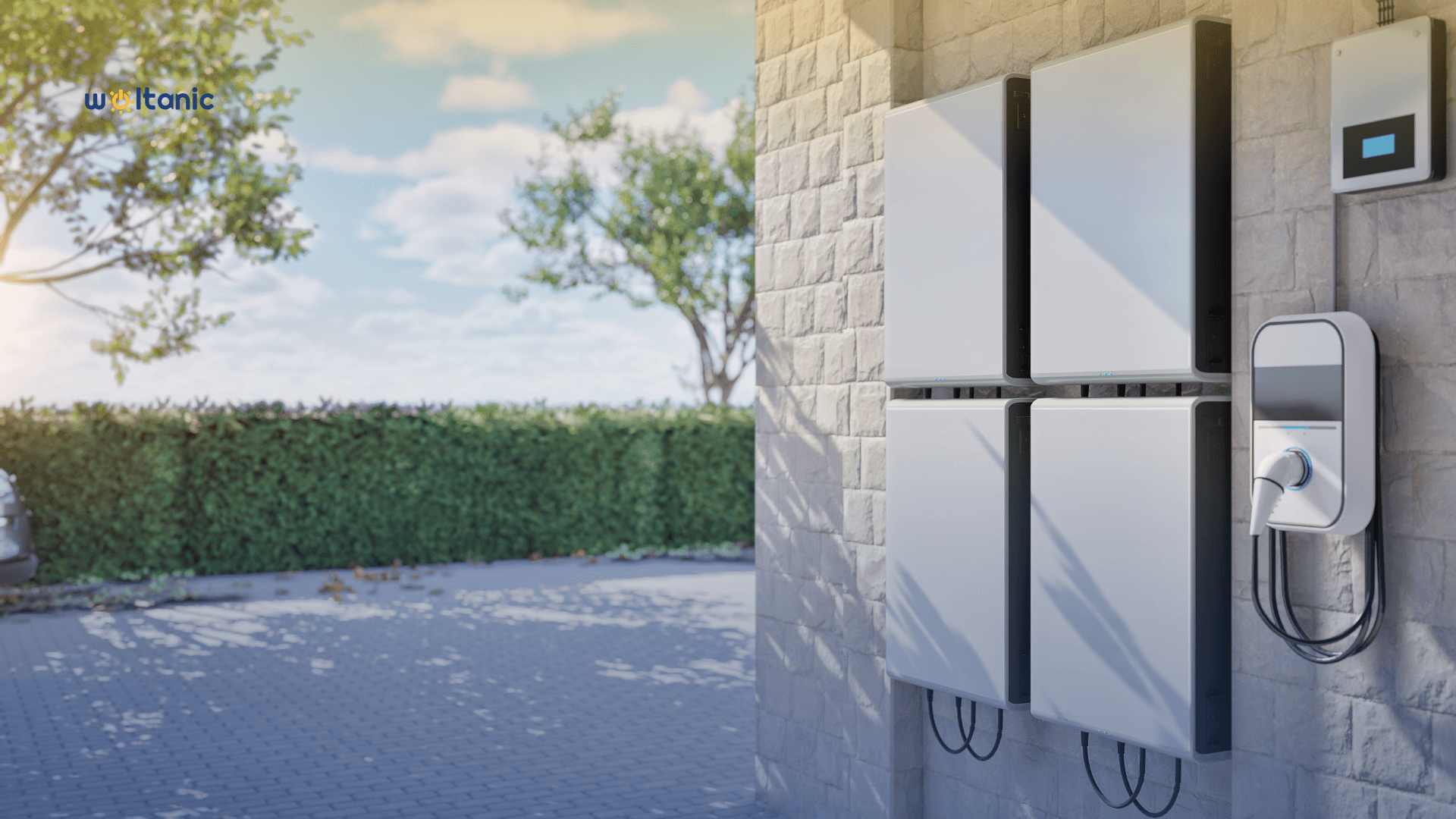 Modern home battery storage system combined with photovoltaic installation